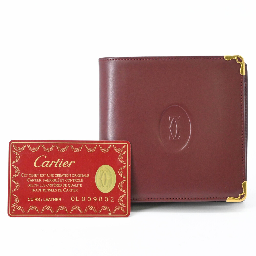 Cartier Must Line Bi-fold Wallet, Bordeaux Red Leather